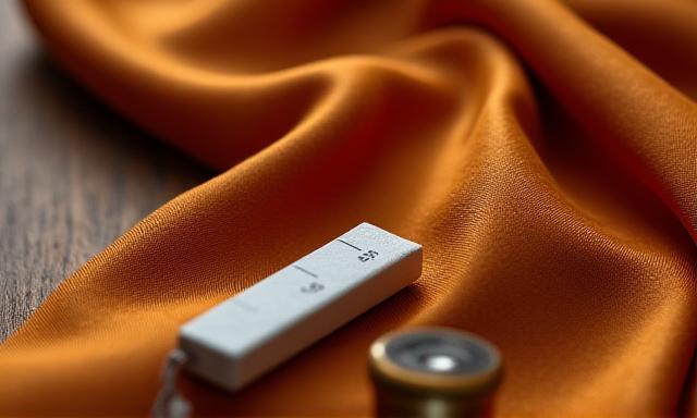 Close up of luxury silk fabric and tailor chalk